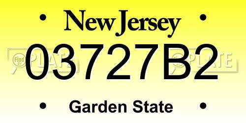 03727B2 New Jersey License Plate