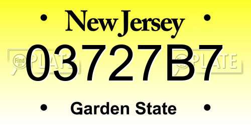 03727B7 New Jersey License Plate