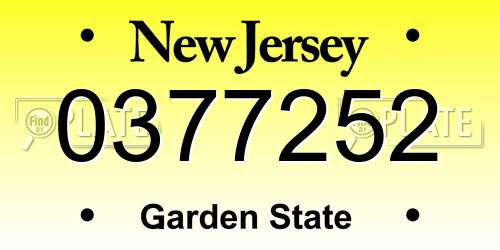 0377252 New Jersey License Plate