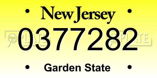 0377282 New Jersey License Plate