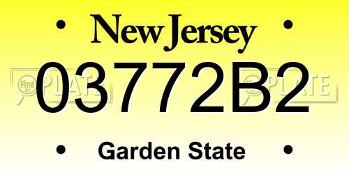 03772B2 New Jersey License Plate