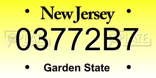 03772B7 New Jersey License Plate