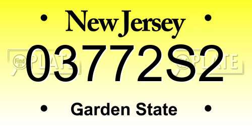 03772S2 New Jersey License Plate
