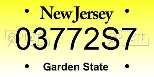 03772S7 New Jersey License Plate