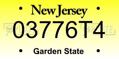 03776T4 New Jersey License Plate