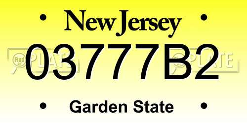 03777B2 New Jersey License Plate