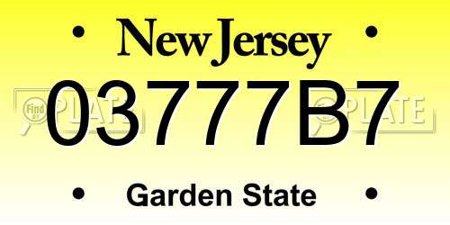 03777B7 New Jersey License Plate