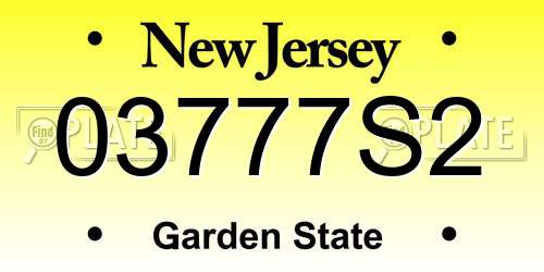 03777S2 New Jersey License Plate