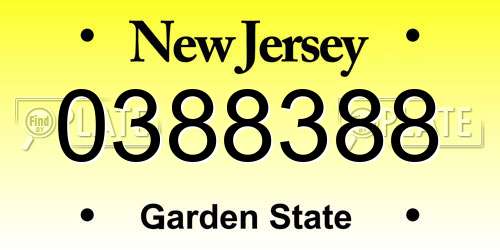 0388388 New Jersey License Plate
