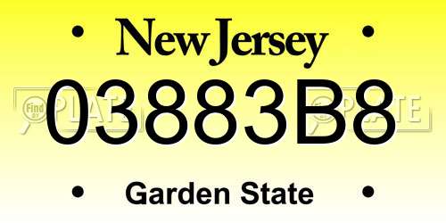 03883B8 New Jersey License Plate