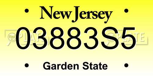 03883S5 New Jersey License Plate