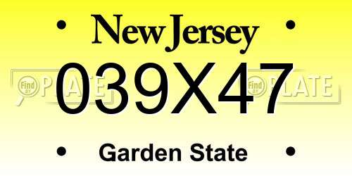 039X47 New Jersey License Plate
