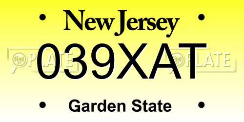 039XAT New Jersey License Plate