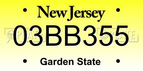 03BB355 New Jersey License Plate