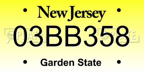 03BB358 New Jersey License Plate