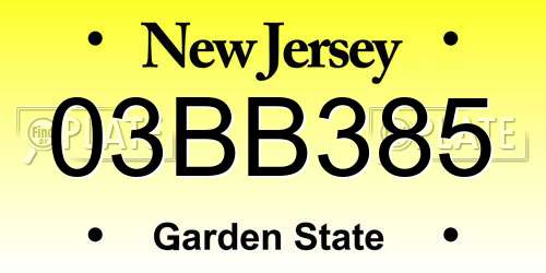 03BB385 New Jersey License Plate