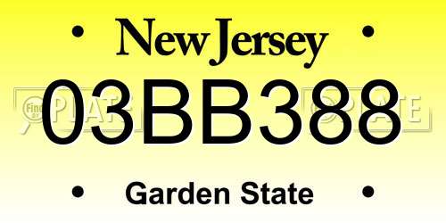 03BB388 New Jersey License Plate