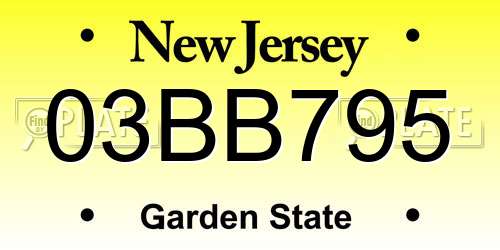03BB795 New Jersey License Plate