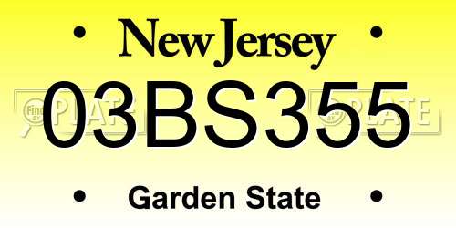 03BS355 New Jersey License Plate