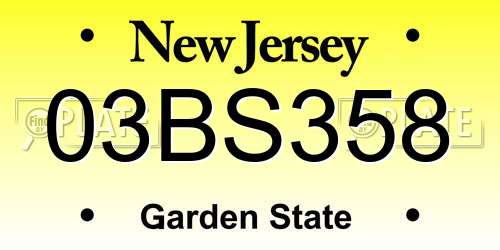 03BS358 New Jersey License Plate