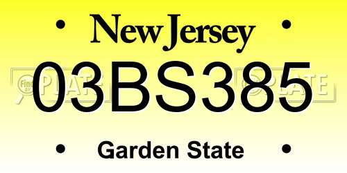 03BS385 New Jersey License Plate