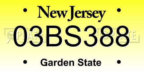 03BS388 New Jersey License Plate