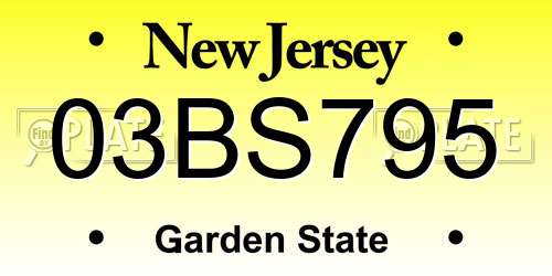 03BS795 New Jersey License Plate