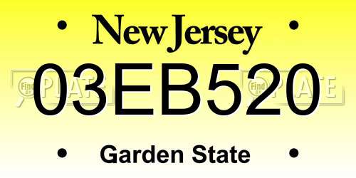 03EB520 New Jersey License Plate