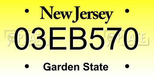03EB570 New Jersey License Plate