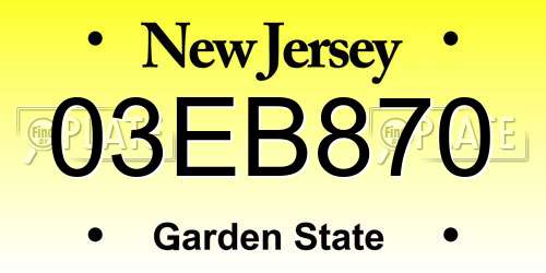 03EB870 New Jersey License Plate