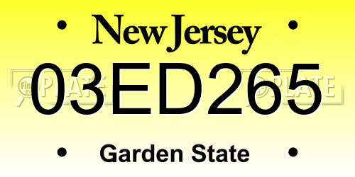 03ED265 New Jersey License Plate