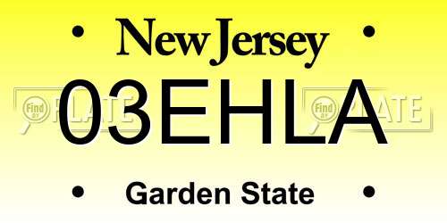 03EHLA New Jersey License Plate