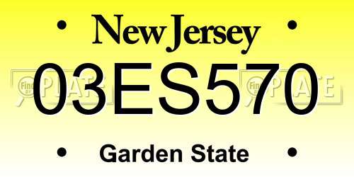 03ES570 New Jersey License Plate