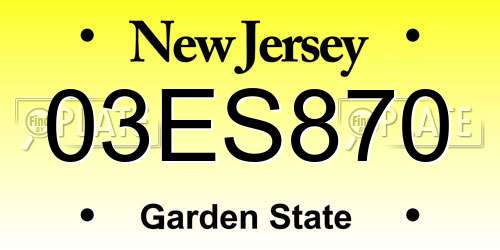 03ES870 New Jersey License Plate