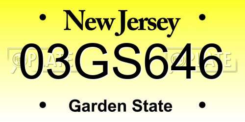 03GS646 New Jersey License Plate