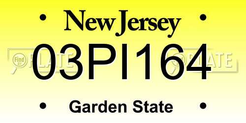 03PI164 New Jersey License Plate