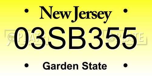 03SB355 New Jersey License Plate