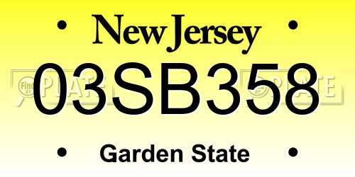 03SB358 New Jersey License Plate