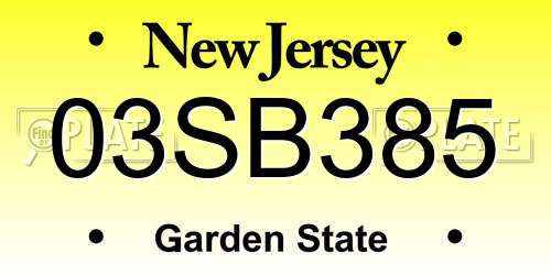 03SB385 New Jersey License Plate