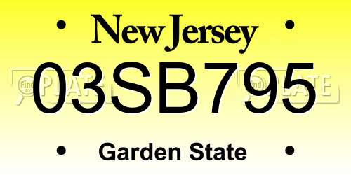 03SB795 New Jersey License Plate