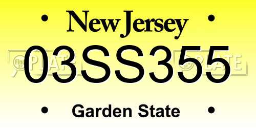 03SS355 New Jersey License Plate