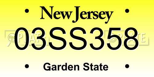 03SS358 New Jersey License Plate