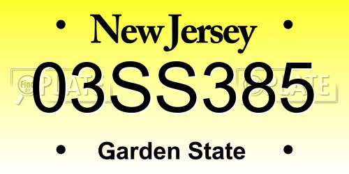 03SS385 New Jersey License Plate