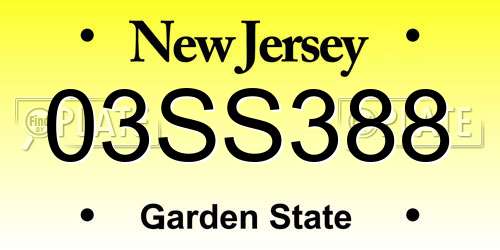 03SS388 New Jersey License Plate