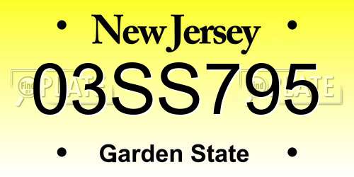03SS795 New Jersey License Plate
