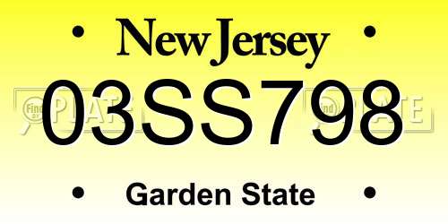 03SS798 New Jersey License Plate