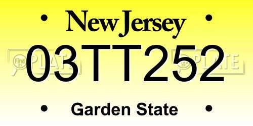 03TT252 New Jersey License Plate