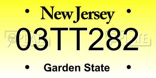 03TT282 New Jersey License Plate
