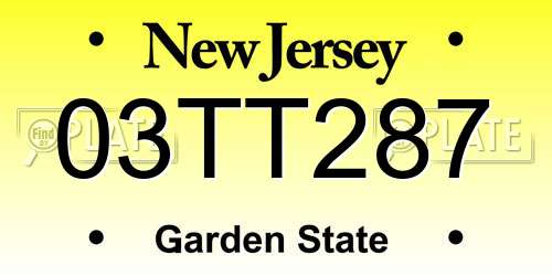 03TT287 New Jersey License Plate
