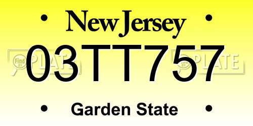 03TT757 New Jersey License Plate